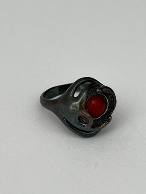 Ring sterling sølv 950 med rav