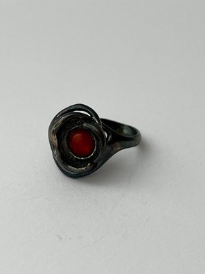 Ring sterling sølv 950 med rav