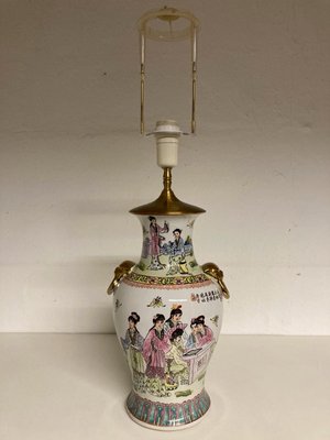 Bordlampe, kinesisk, håndmalet