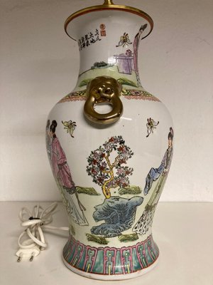 Bordlampe, kinesisk, håndmalet