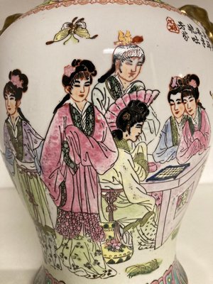 Bordlampe, kinesisk, håndmalet