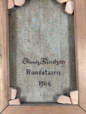 Frands Frandsen Maleri af københavns ikoniske bygningsværker rundetårn 1946