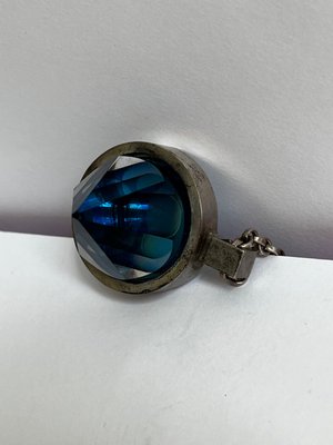 Kosta Boda Halskæde vedhæng i sølv med smuk blå glas sten glaskunst