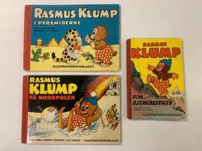 3 stk Rasmus Klump tegneseriebøger