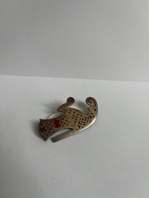 Svensk sølv og bakelit broche "valsgärde" stribe uppsala.