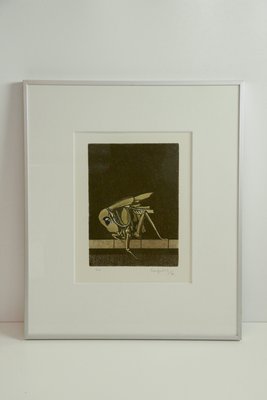 Hans Henrik Lerfeldt Græshoppe farvelitografi 1984