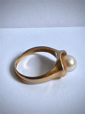 Hermann Siersbøl 14 kt perle ring i organisk form af guld