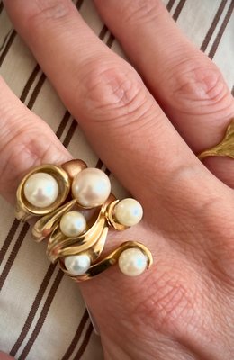 Hermann Siersbøl 14 kt perle ring i organisk form af guld