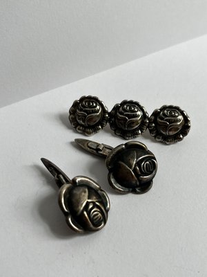 Sølv Rose Manchetter og broche