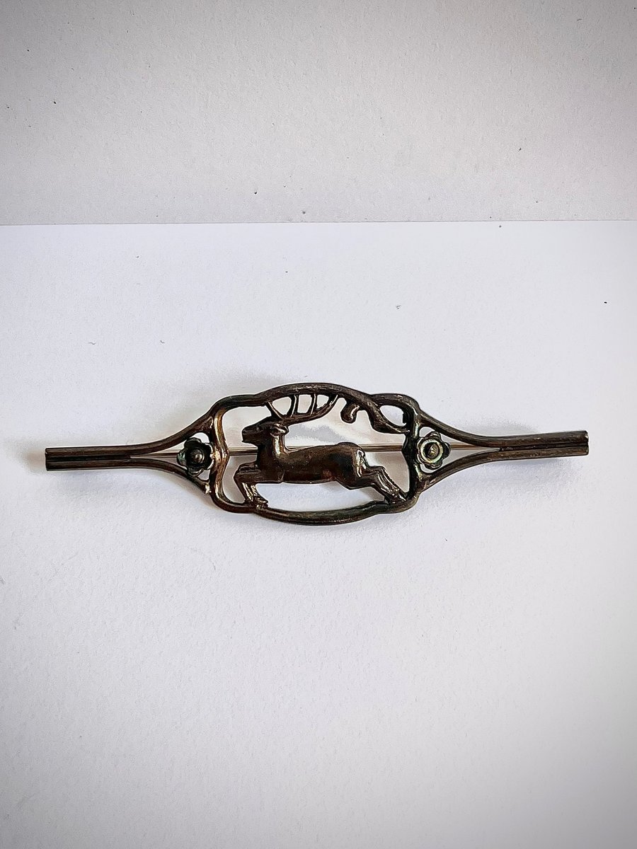 Hans Jensen sølv broche af hjort