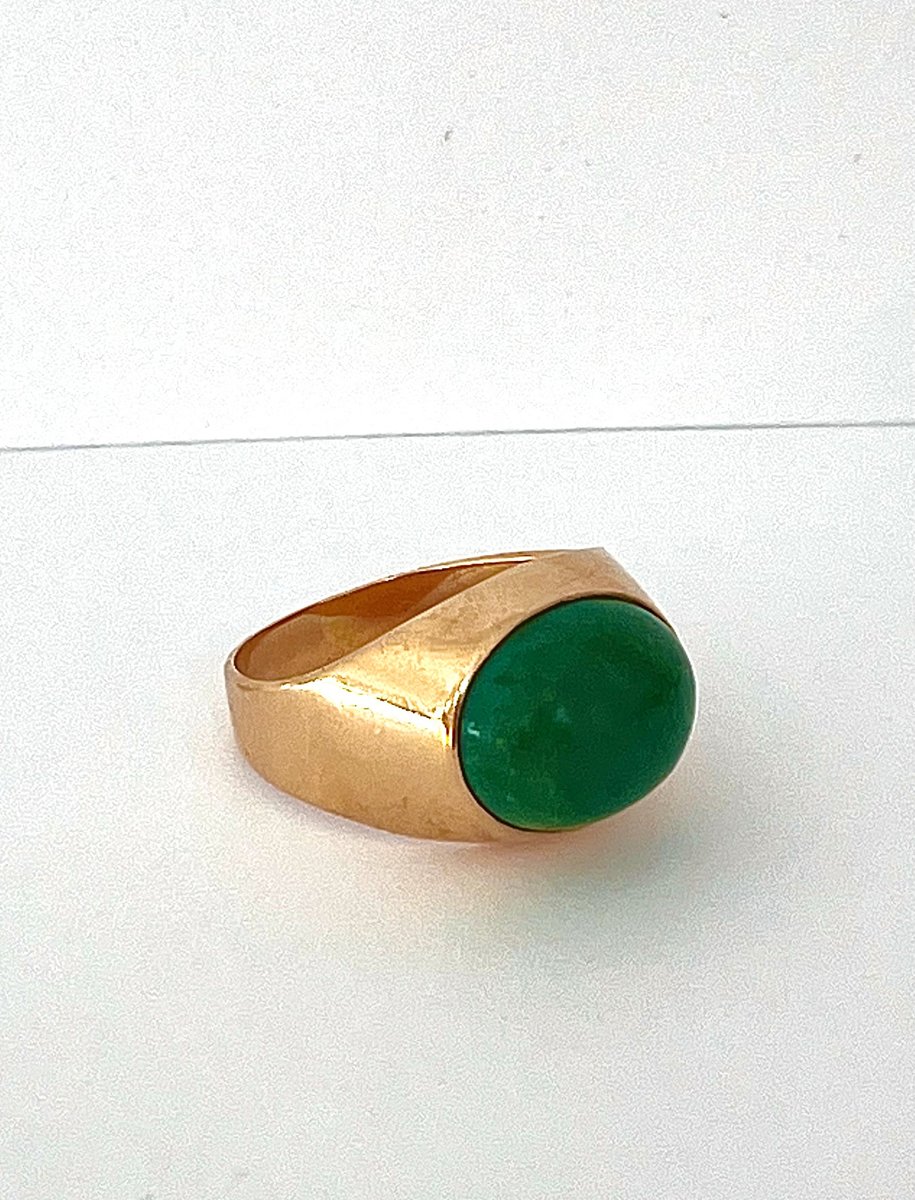 Hugo Grün 14 kt guld ring med jade