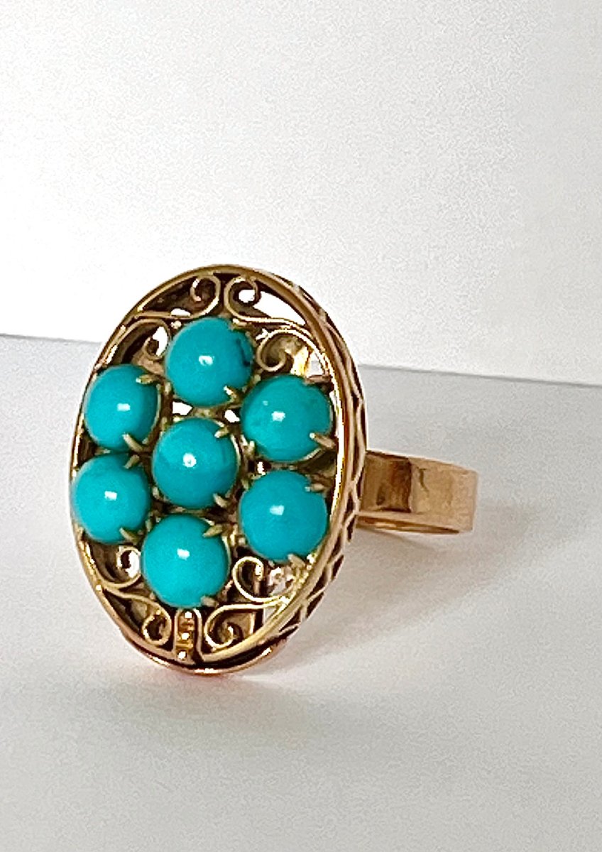 Turkis 14 kt guld ring