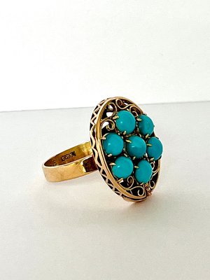 Turkis 14 kt guld ring