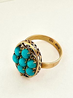 Turkis 14 kt guld ring