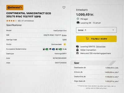 4 stk Continental sommerdæk VanContact Eco
