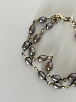 Sølv og perle armbånd