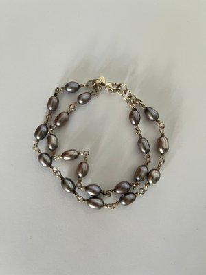 Sølv og perle armbånd