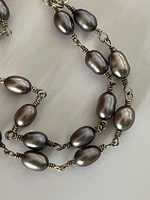 Sølv og perle armbånd