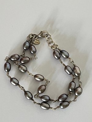 Sølv og perle armbånd