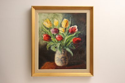 O.V. Borch Stilleben med tulipaner
