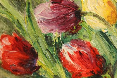 O.V. Borch Stilleben med tulipaner