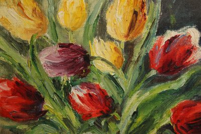 O.V. Borch Stilleben med tulipaner
