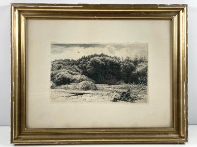 Radering af Carl Block 1883 i smuk guldramme.