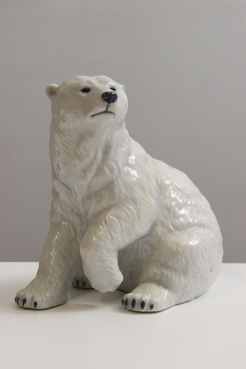 Allan Therkelsen isbjørn med unge model 355 Royal Copenhagen porcelæn
