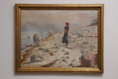 Maleri af kvinde på strand