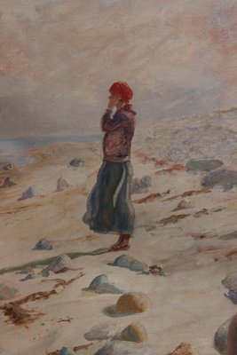 Maleri af kvinde på strand