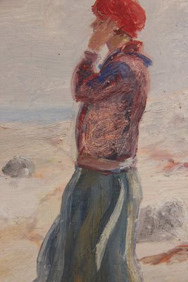 Maleri af kvinde på strand