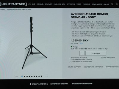 Professionelle lysstativer , Avenger A1045B Combo Stand 45