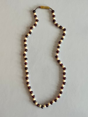 Vintage Perle og granat halskæde armbånd