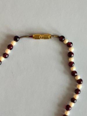 Vintage Perle og granat halskæde armbånd