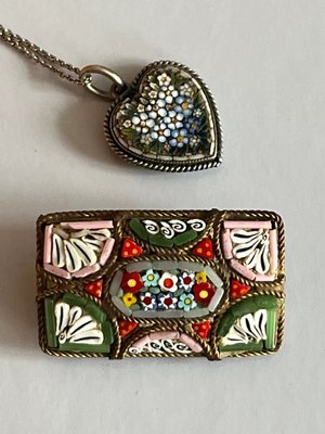 Vintage mikromosaik halskæde og broche
