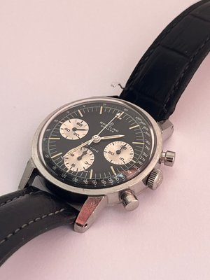 Vintage Breitling Top Time kronograf panda skive armbåndsur i stål