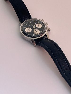 Vintage Breitling Top Time kronograf panda skive armbåndsur i stål