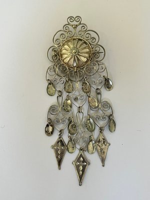 Vintage filigran sølv broche