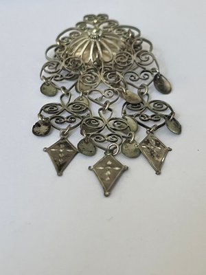 Vintage filigran sølv broche