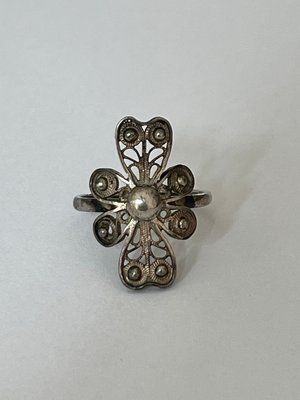 Volmer Bahner sølv filligran blomster ring