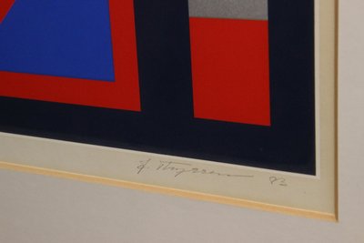 Jette Thyssen geometrisk serigrafi signeret nummereret 1983