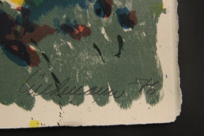 Abstrakt farvelitografi signerede og nummereret 5/80 1976