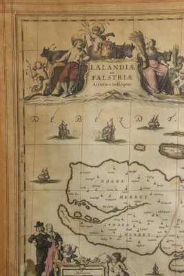 Indrammet kort over Lalandia og Falster fra 1681
