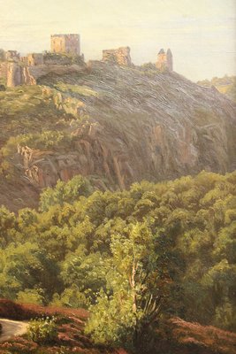 J.H. Brandt Monumentalt oliemaleri af Hammershus Bornholm 1891