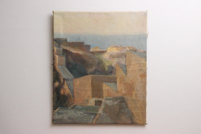 Abstrakt geometrisk landskabsmaleri