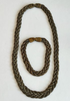 Bronze smykke sæt af armbånd og halskæde