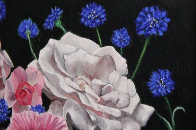 Farverigt blomster maleri
