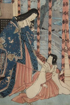 4 originale japanske ukiyo-e træsnit