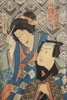 4 originale japanske ukiyo-e træsnit