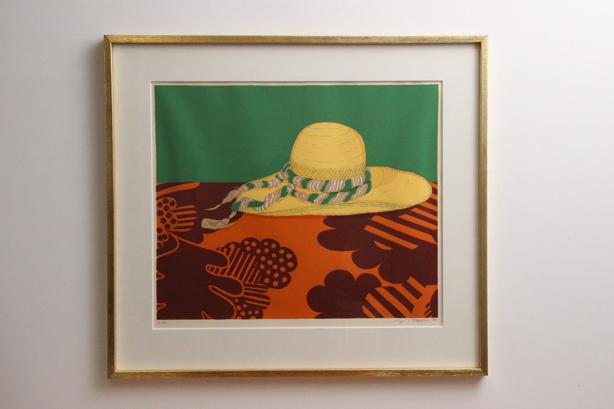 Lizzi Mallow  Sommerhat Signeret Farvelitografi, 1978